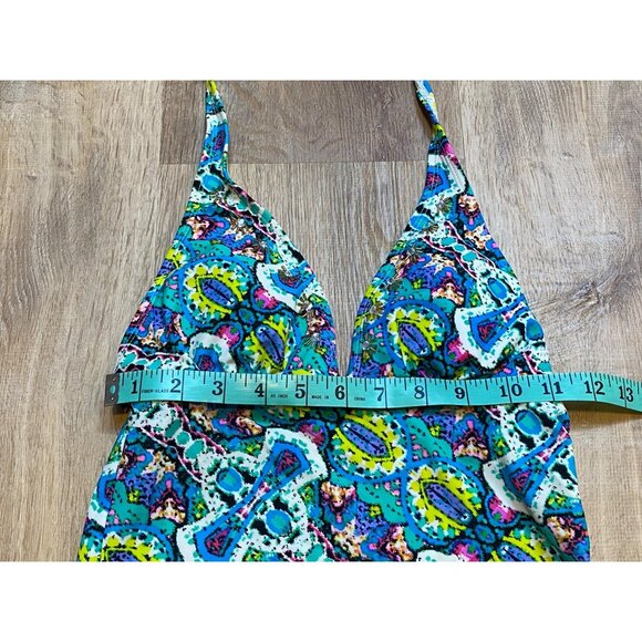 Y2K MUDD Colorful‎ Halter Tankini Top With Tribal Print Small - Picture 4 of 6
